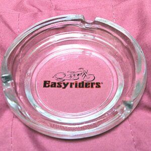 RARE EASYRIDERS GLASS ASHTRAY WITH LOGO 4” ROUND